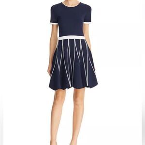 Shoshanna Tinsley black and blush pink fit and flare dress size medium